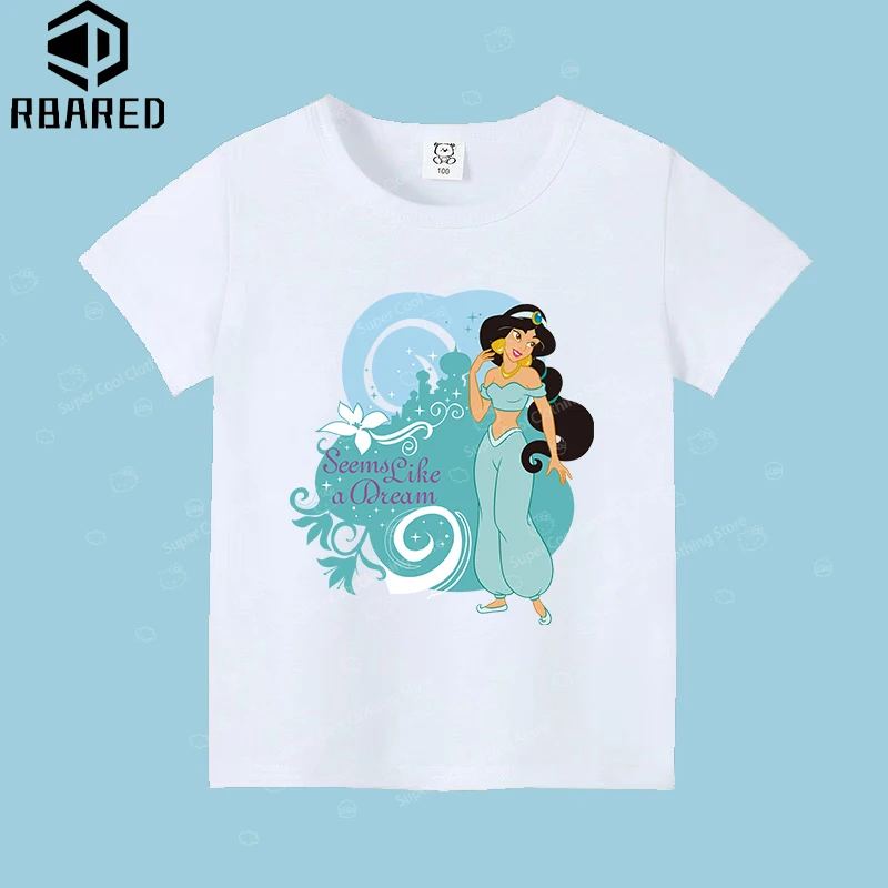 Potdemiel Disney Princess Lilia Dessin Animé Хлопковая футболка для девочек от 7 до 12 лет