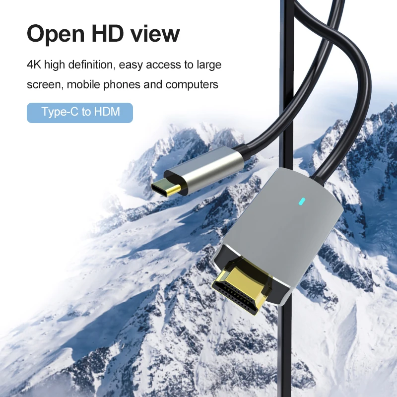 

Видеокабель-преобразователь 4k Hd Tv, совместимый с ПВХ, высокое качество, прочный, простой для Macbook, Huawei, Samsung, кабель Usb C-Hd 4k
