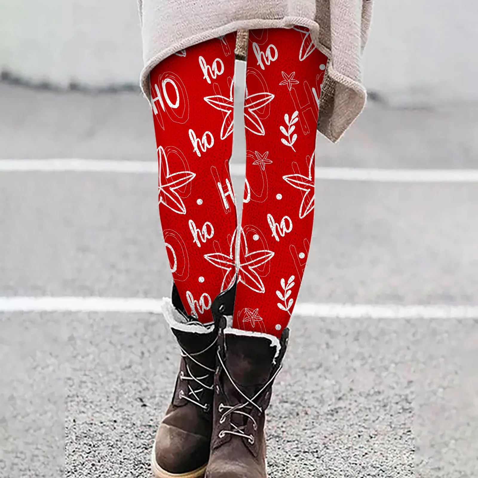 

Женские штаны, флисовые рождественские леггинсы с надписью, теплые леггинсы, изолированные женские брюки