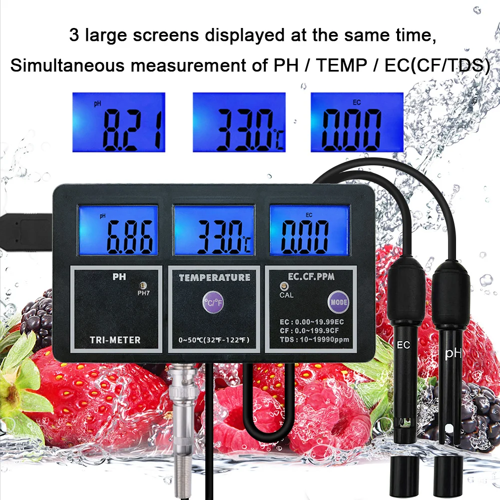 

5 In 1 PH EC TDS CF TEMP Water Quality Tester Online PH Meter for Aquarium Swimming Pools Laboratory Professional