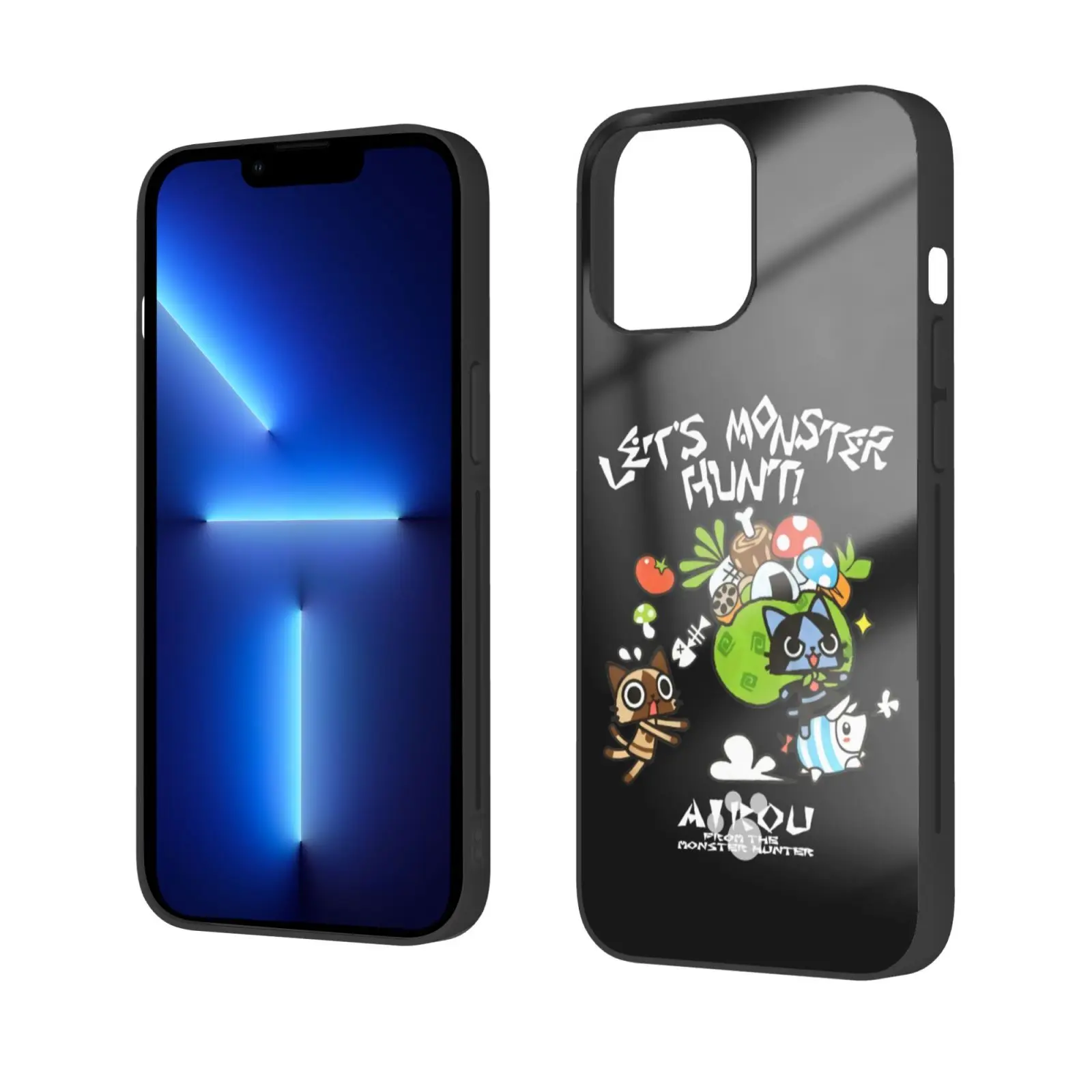 Фото Чехол из закаленного стекла для iPhone 13 12 Mini Pro Max с изображением монстра Хантера Let Monster Hunter Airou №2