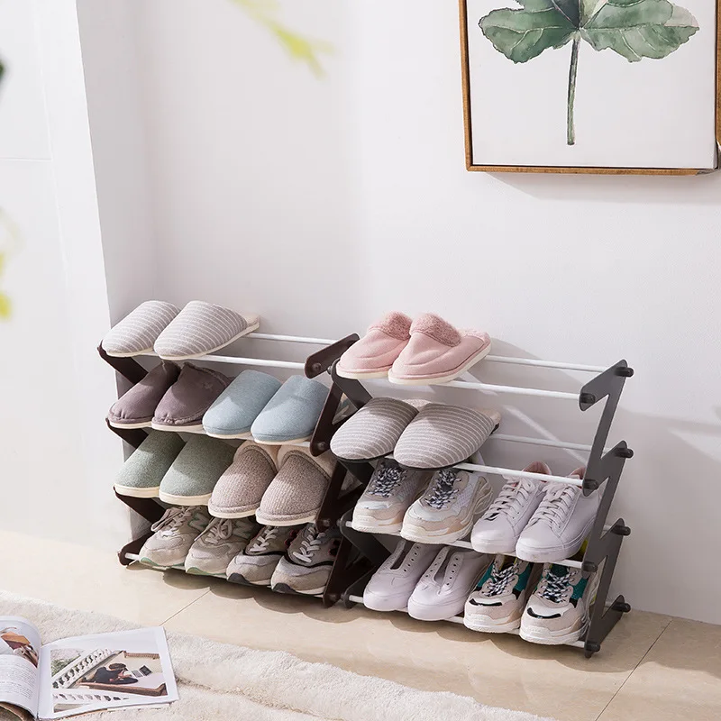 

Shoe Rack Multifunctional Group Device Frame Home Iron Pipe and Non-woven Multilayer Simple Newspaper Magazine Storage Rack
