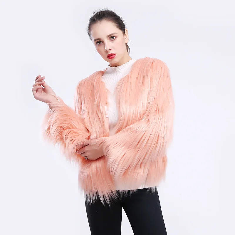 Winter New Women Elegant Faux Fur Coat Long Fur Slim Fit Fur Jacket Fur Parka Outwear Casual Fur Coat for Ladies