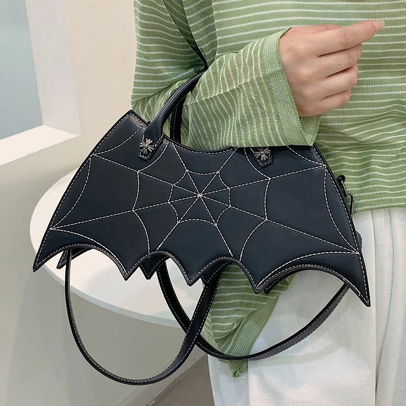 

MBTI Personality Bat Bolso Mujer 2022 New Fashion Y2k Gothic Women Shoulder Bag PU Black Sewing Thread Ladies Top Handle Bags