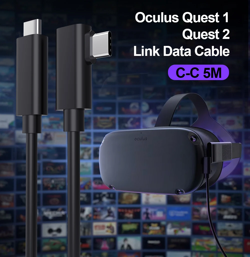 16 футов 5 м Oculus гарнитура VR кабель ПК для Quest 2 и Link Виртуальная реальность Type-C USB3.2