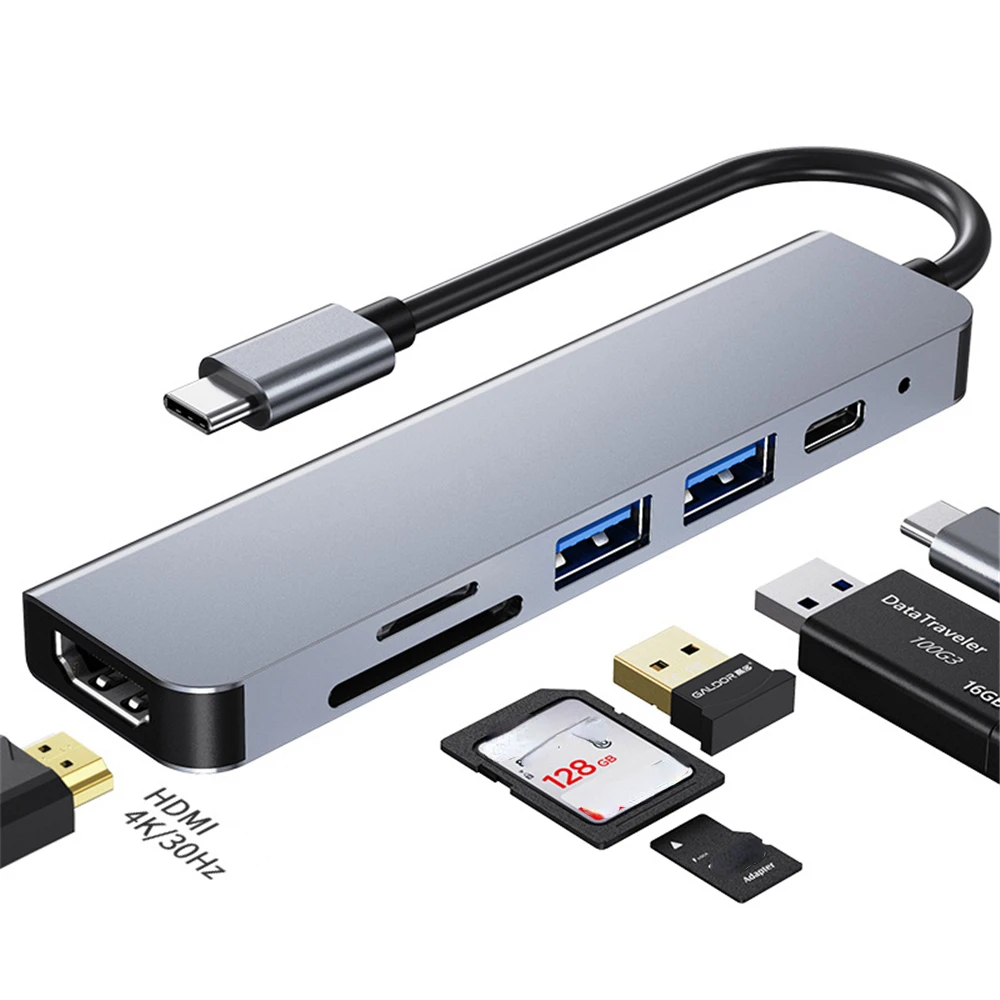 

6 в 1, USB Type-c на USB 3,0, HDMI-совместимая док-станция для MacBook Pro, для Nintendo Switch USB-C Type C 3,0, разветвитель Type-c на USB