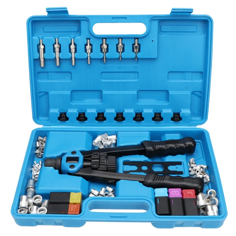 

Hot-M3-M12 Aluminum Rivet Nut Manual Pull Rivet +100Pcs Aluminum Nut Pull Rivet Nut Combination Set