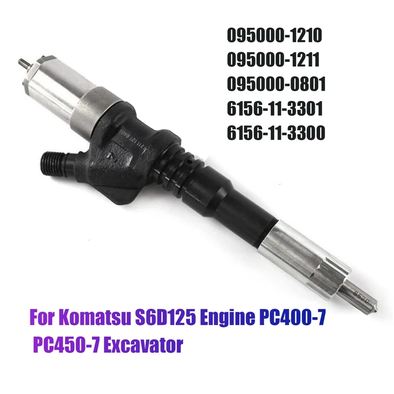 

New Diesel Common Rail Injector 095000-1211 / 6156-11-3301 For Komatsu S6D125 Excavator PC450-7 PC400-7 PC-7