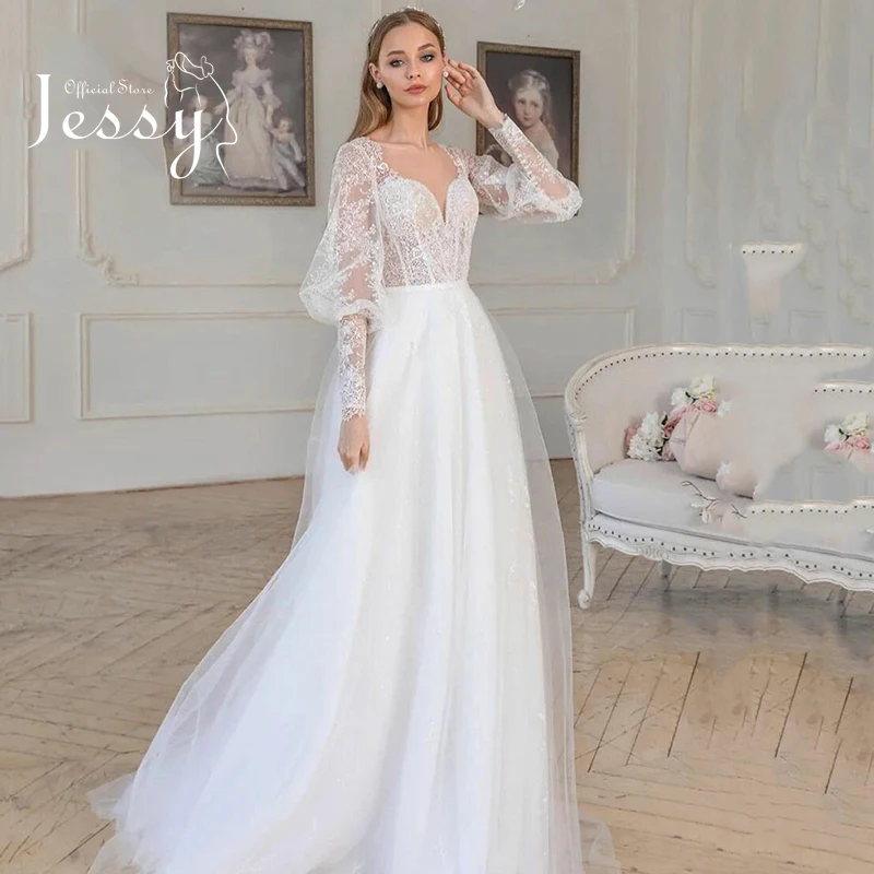 

Elegant Wedding Dress Organza With Embroidery With Princess Ball Gown Boat Neck Lace Appliques Bride Dresses Robes De Mariée