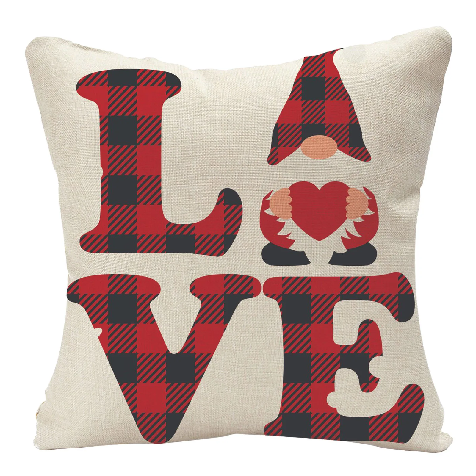 

Valentine's Day Pillowcase Red Plaid Love Home Holiday Decoration Pillowcase cushion cover replacement outdoor Home decoration