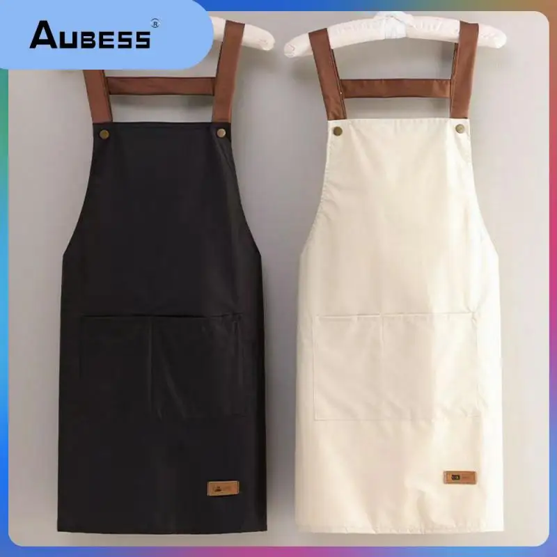 Black/white/green/pink/blue Catering Apron Kitchen Cooking Apron Household Waterproof Work Clothes Kitchen Accessories Pvc