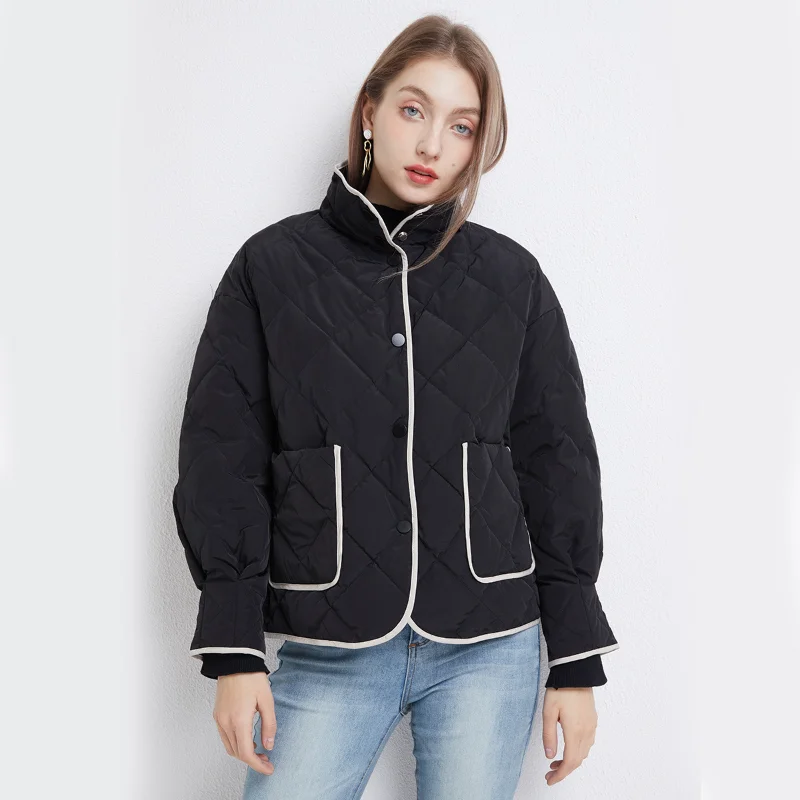 Light Thin Short Down Jacket for Women New Winter Warm Keeping Fashion White Duck Down Vintage Overalls