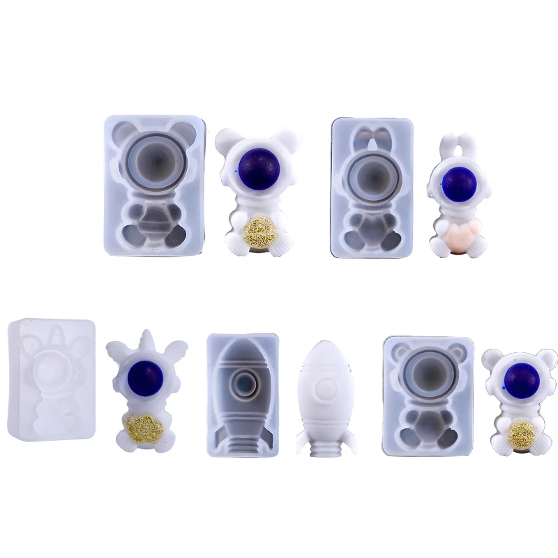 

2022 модная силиконовая форма в виде кролика единорога ракеты космического человека свечи из гипса