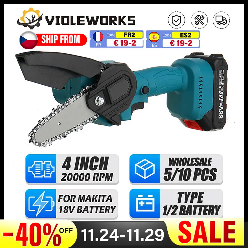 

5/10PCS 1200W 4 Inch Electric Chainsaw For Makita 18V Battery Mini Woodworking Cutter Hacksaw Garden Power Tools Chain Saw