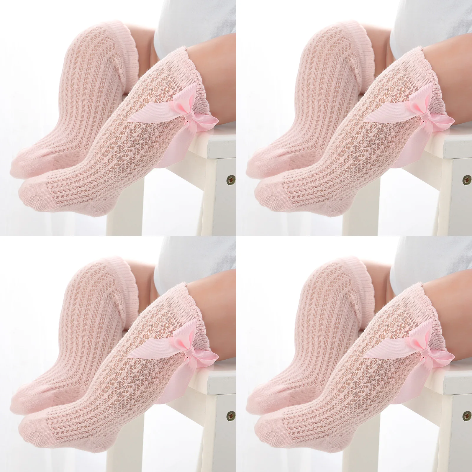 4 пары/комплект мягкие кружевные носки до колена