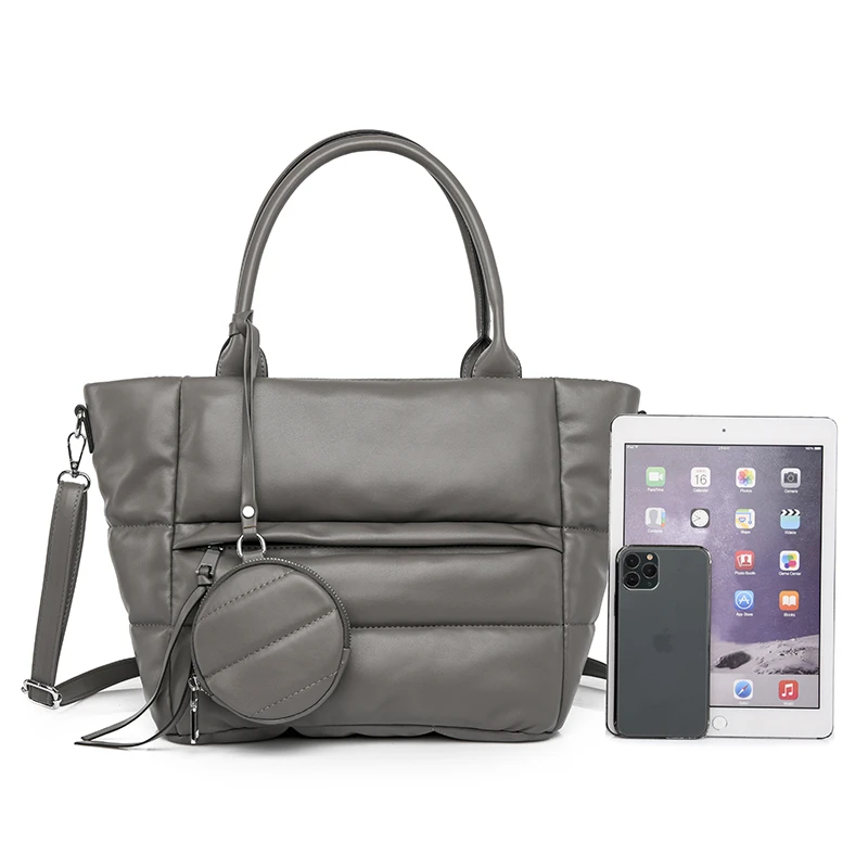 Vintage Soft Padding Shoulder Bag Women Luxury Pu Leather Quilted Handbag Lady Fashion Large Capacity Messenger Bag Coin Purse