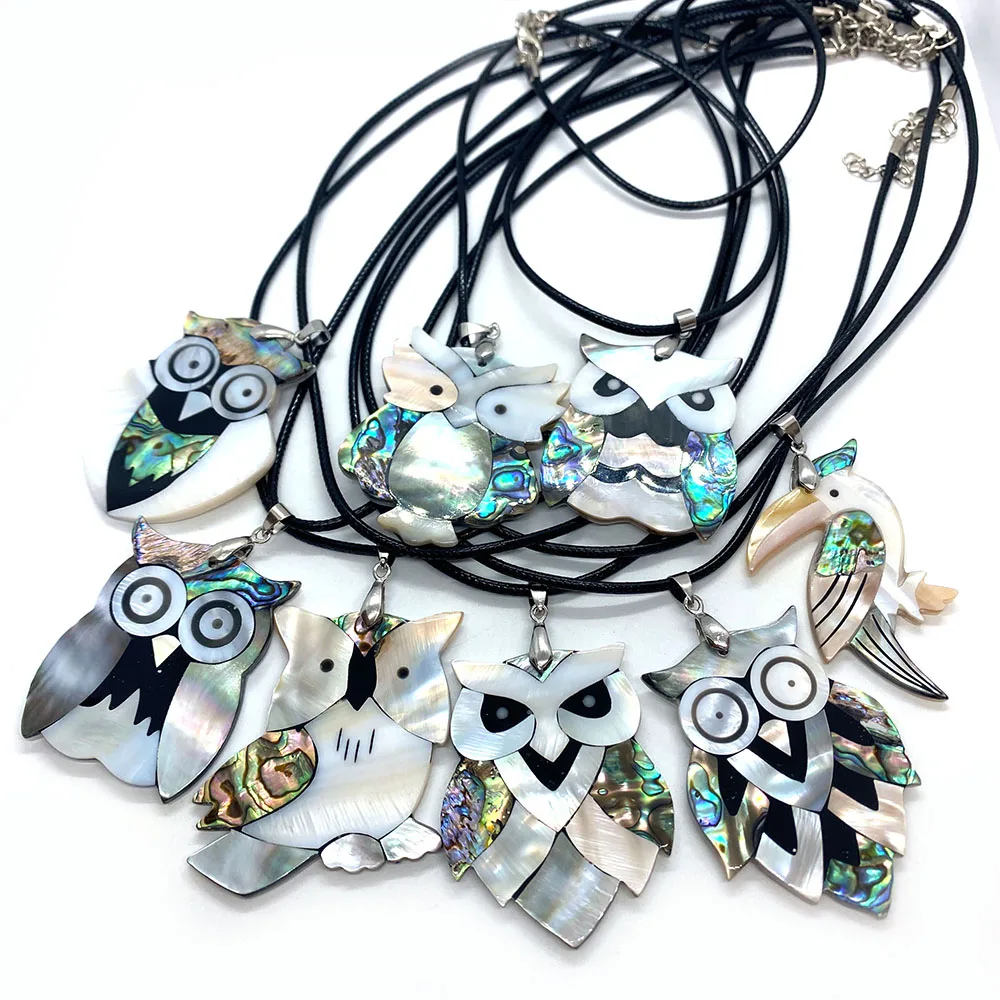 

Natural Shell Mother-of-pearl Necklace Animal Pendants Fashion Jewelry Abalone Seashells Owl Shape Charms Necklace Accessories