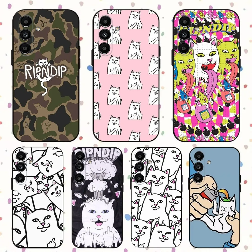 Cat R-RipndipS Phone Case For Samsung S24 S21 S22 S23 S30 Ultra S20 Plus Fe Lite Note 10 9 5G Black Soft Cover