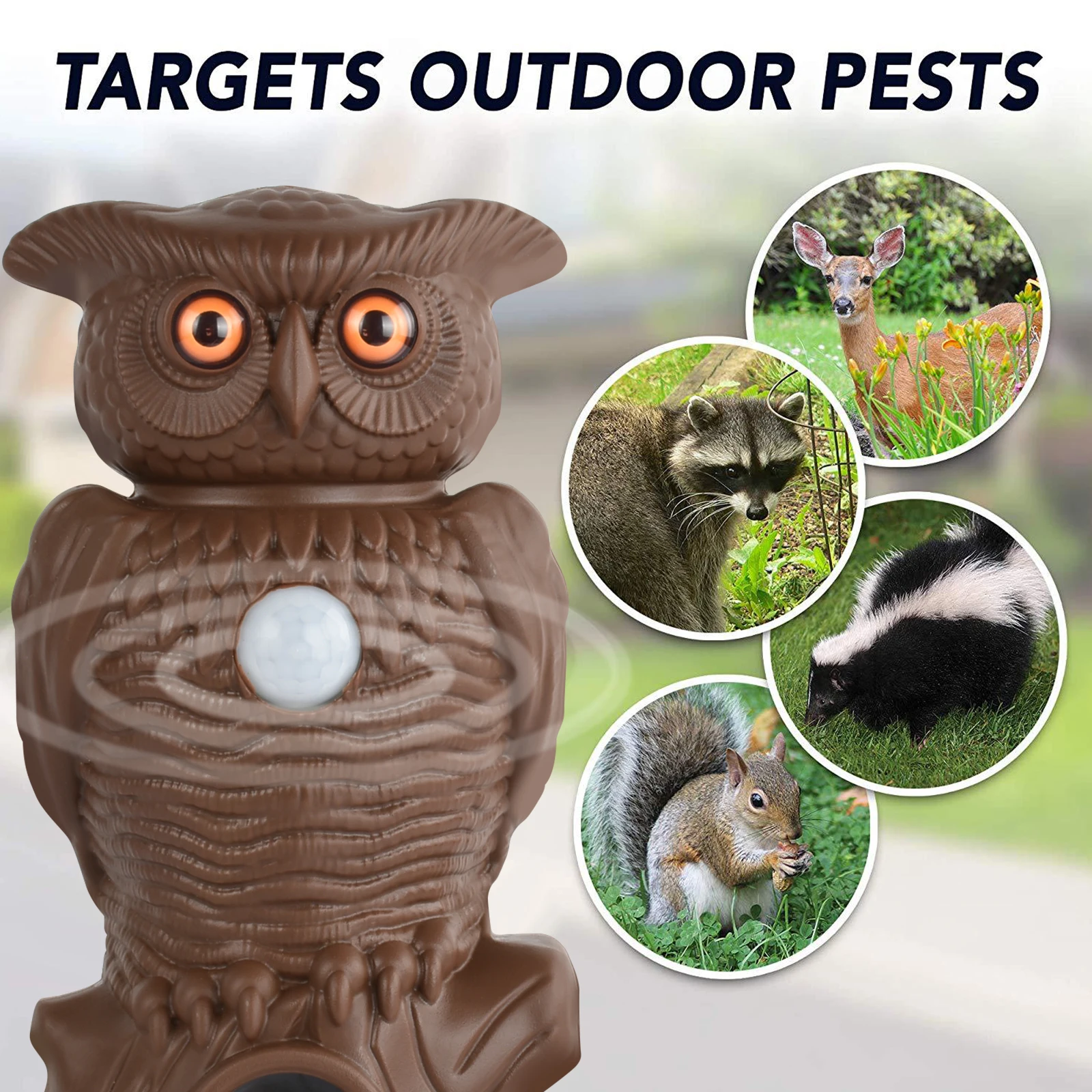 

Ultrasonic Owl Alarm Flashing Sound Critter Repellent Owl Alert Bird Scarer Owl Prowler Decoy Protection Scarecrow for Garden
