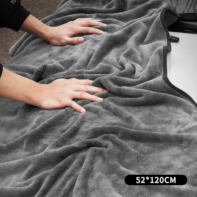 

Чистящее полотенце из микрофибры, утолщенная мягкая сушильная ткань, полотенца для мытья кузова автомобиля, двухслойные чистые тряпки 120x52 см 100x40 см 75x35 см