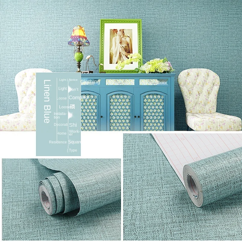 10mx45cm Cloth Pattern Self-adhesive Wallpaper Plain Bedroom Living Room PVC Wallpaper Waterproof Home Decoration Wall Sticker