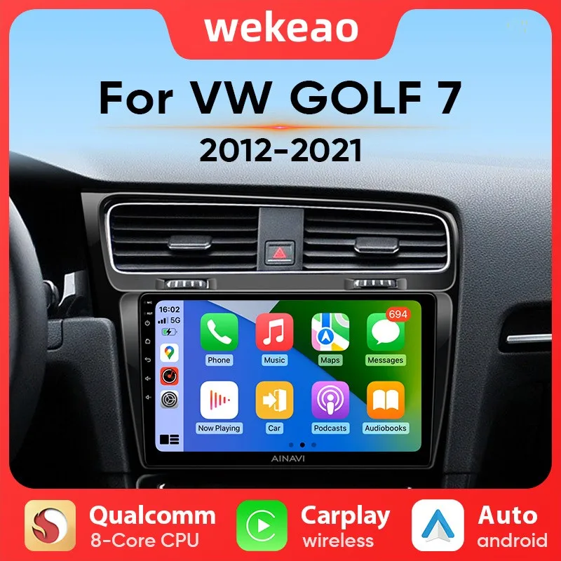 

For Volkswagen VW Golf 7 MK7 GTI 2011-2021 Car Radio Carplay HD Multimedia Android 10 Auto Qualcomm GPS Stereo Video Player 2din