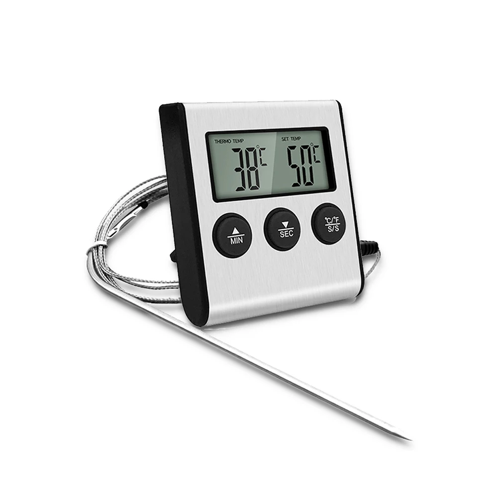 

Fry Household Cooking Thermometer Kitchen Digital Kitchen Meat Barbecue Oven Grill Alarm Timer Measuring Tool