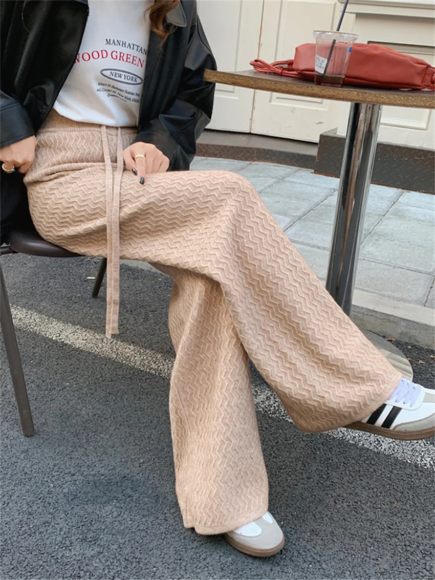 

Alien Kitty Winter Straight Trousers Thicken Women Solid Warm High Waist Loose New Slim Office Lady Casual Streetwear Pants