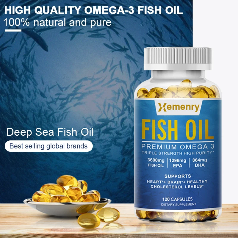 

Fish Oil 3600 Mg Softgels with EPA & DHA for Brain, Heart, Joints, Skin & Immune Support