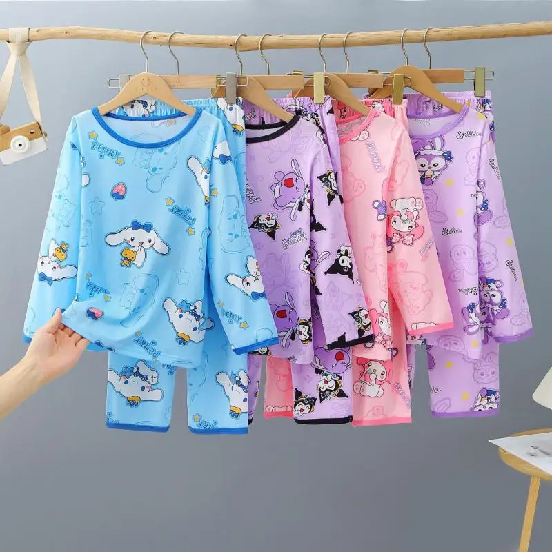 

New Kawaii Sanrioed Pochacco Children Pajamas Anime Kuromi Cinnamoroll Kids Sleepwear Autumn Boys Girls Pijamas Homewear Clothes