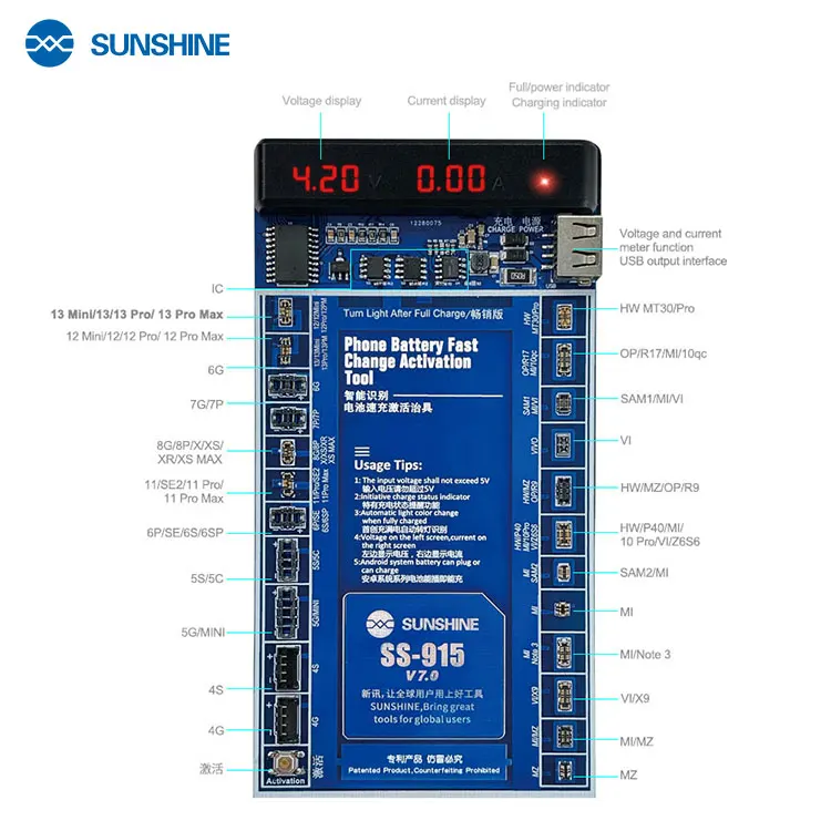 SS-915 universal battery activation board quick charging with USB cable iPhone Samsung Android cell phone Repair tool | Инструменты