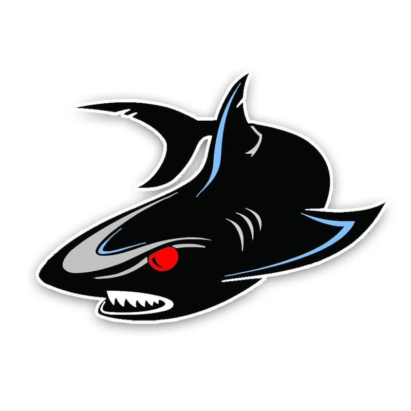 

Angry Cartoon Shark Color Vinyl Car Stickers Car Motorcycle Laptop Bumper Body Car Window Decoration Decals Waterproof15cm