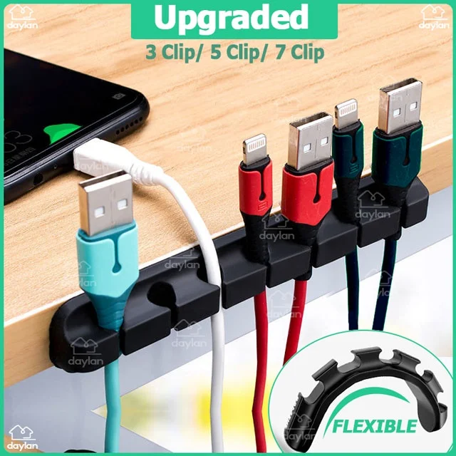 

[50% OFF]7Clip Cable Organizer Silicone USB Cable Winder Desktop Tidy Management Clips Cable Holder for Mouse Headphone Wire
