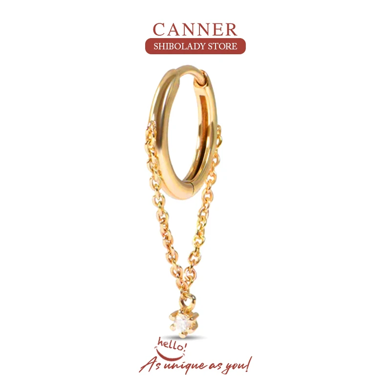 

CANNER 1Pc Tassel Pendant 925 Sterling Silver Earring For Women Drop Earring Cartilage Pendientes Jewelry Gift 18K 2022 Trend
