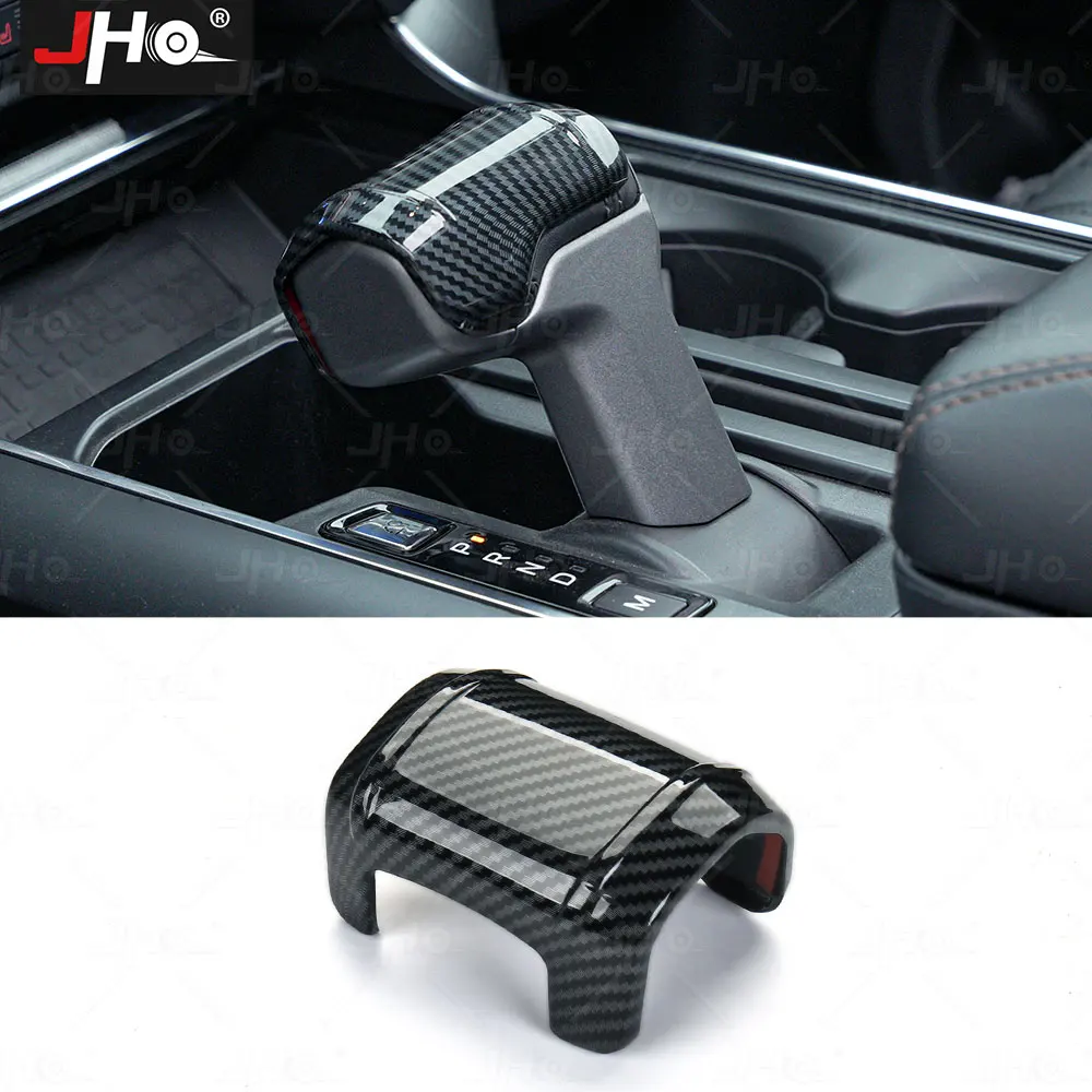 

JHO 1Pc Gear Shift Knob Cover Stick Head Carbon Grain Decorate Trim Fit for Ford F150 2021 2022 2023 Raptor Car Accessories