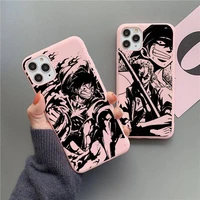 one piece sketch phone case for iphone 13 12 11 pro max mini xs 8 7 6 6s plus x se 2020 xr matte candy pink silicone cover