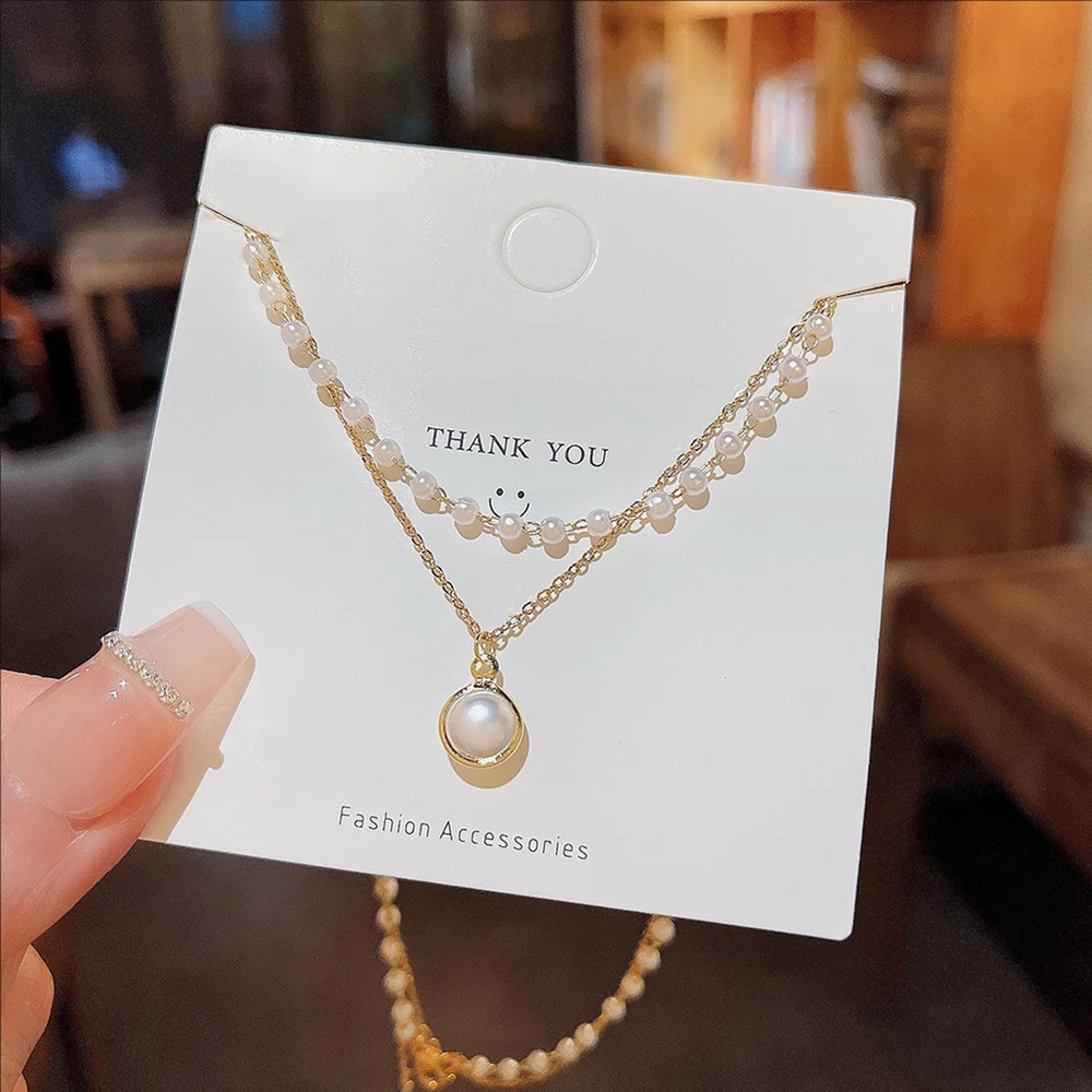 Модное двойное жемчужное ожерелье в стиле барокко женская простая цепочка на