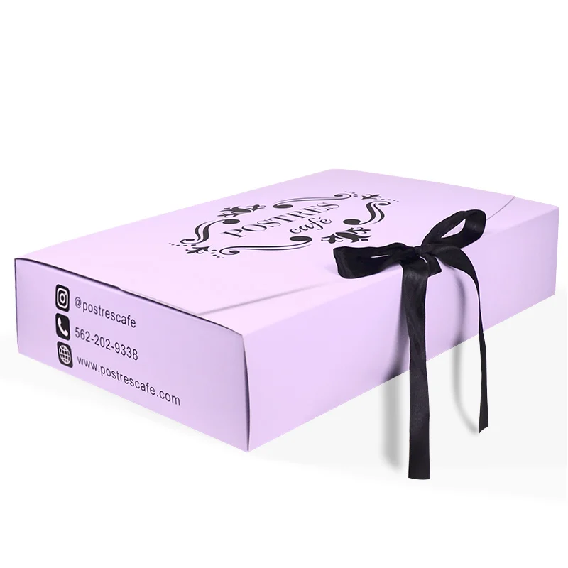 

Free Design Fancy Customized Logo Gift Packaging Art Paper Box With Black Ribbon