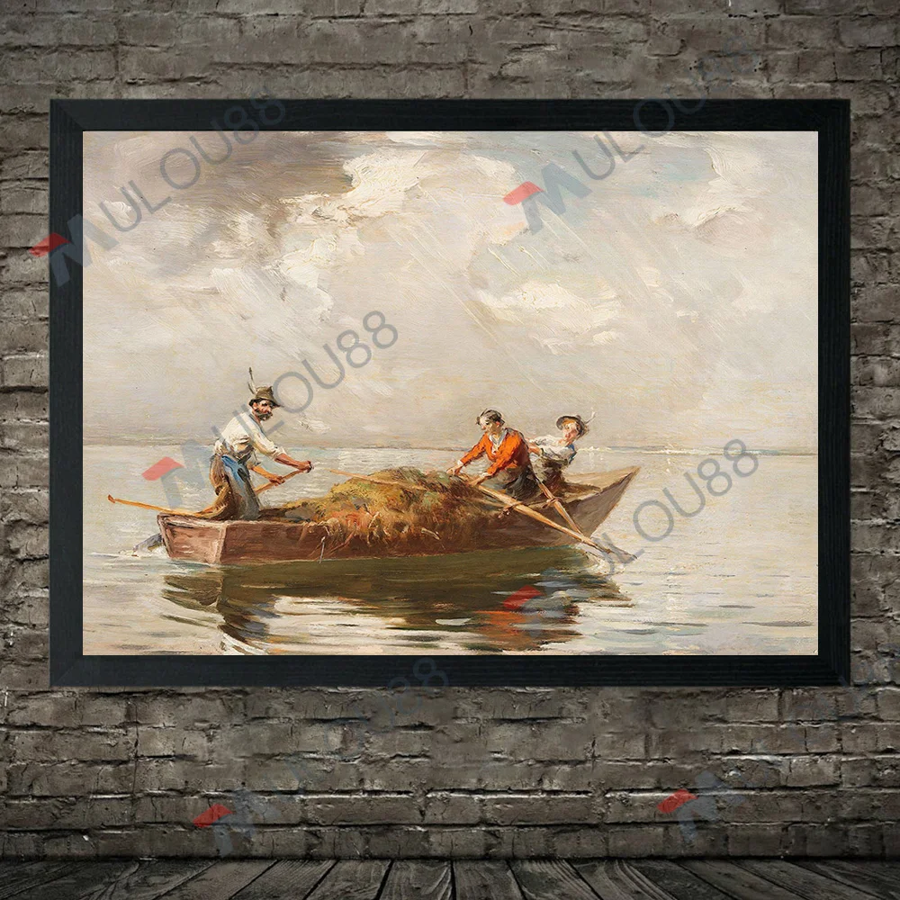 Винтажная картина маслом на паруснике Декор морской пейзаж озеро дом настенный