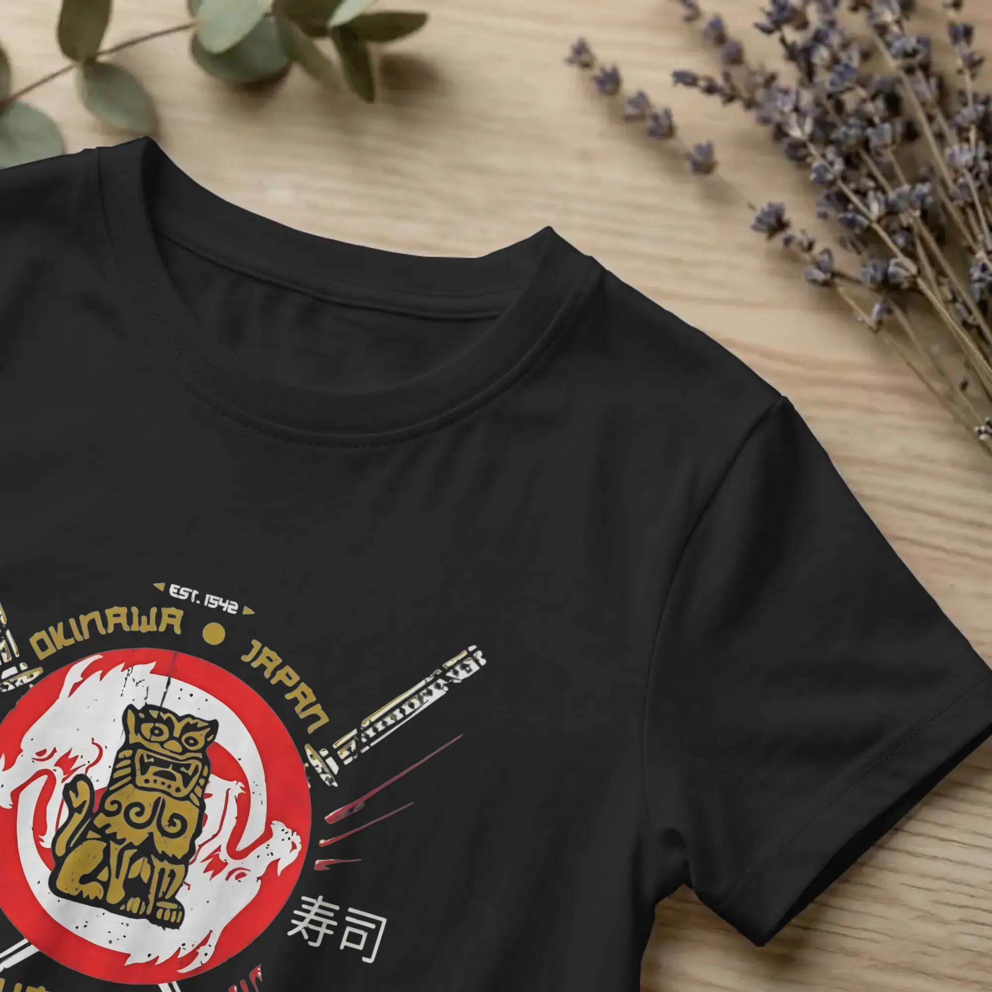 Фото Мужская футболка Warrior Hattori Hanzo Sword Sushi, японская футболка для отдыха из Окинавы, футболка с короткими рукавами и круглым вырезом, хлопковая одежда больших размеров №3