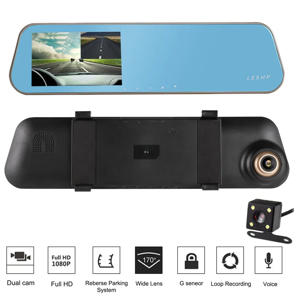 

Car Camera Car Video Recorder 4.3 inch LCD Full HD 1080P with Dual Lens 170 Degree Wide Angle for Vehicles Dash Cam