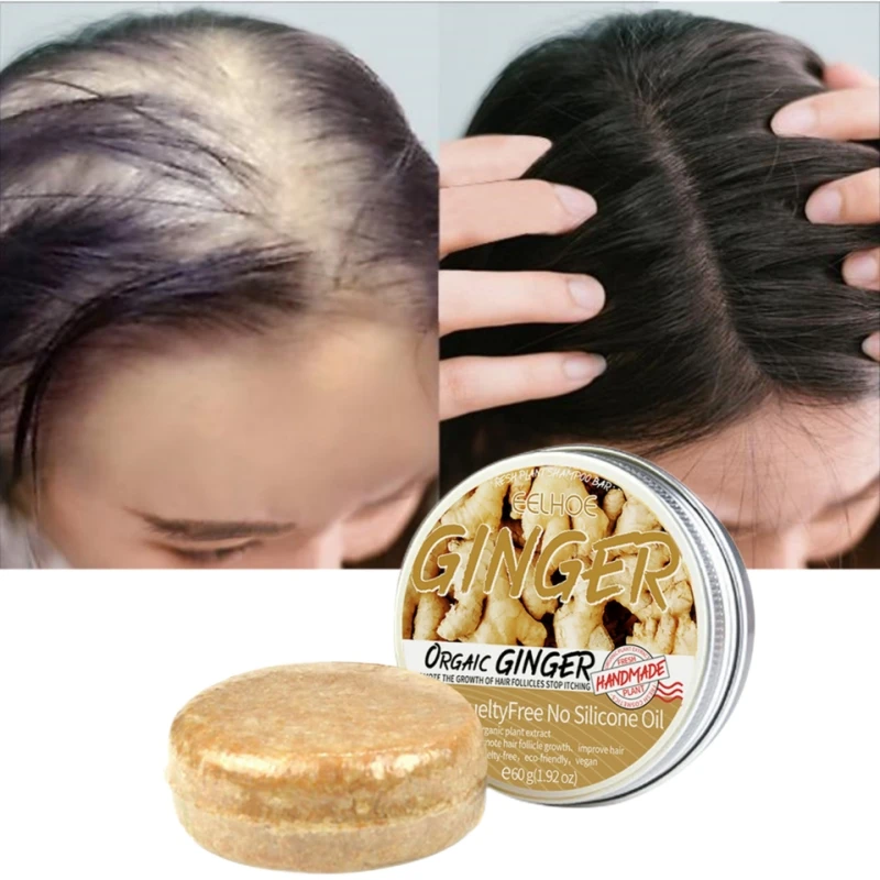 Anti Hair Loss Ginger Shampoo Bar Handmade Soap Hair Growth Thick Scalp Massage Anti-Fall Conditioning Hair Care for Man Woman
