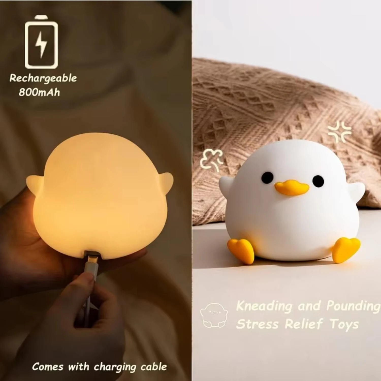 Ночник DoDo Duck милая утка силиконовый детский ночник с регулируемой яркостью