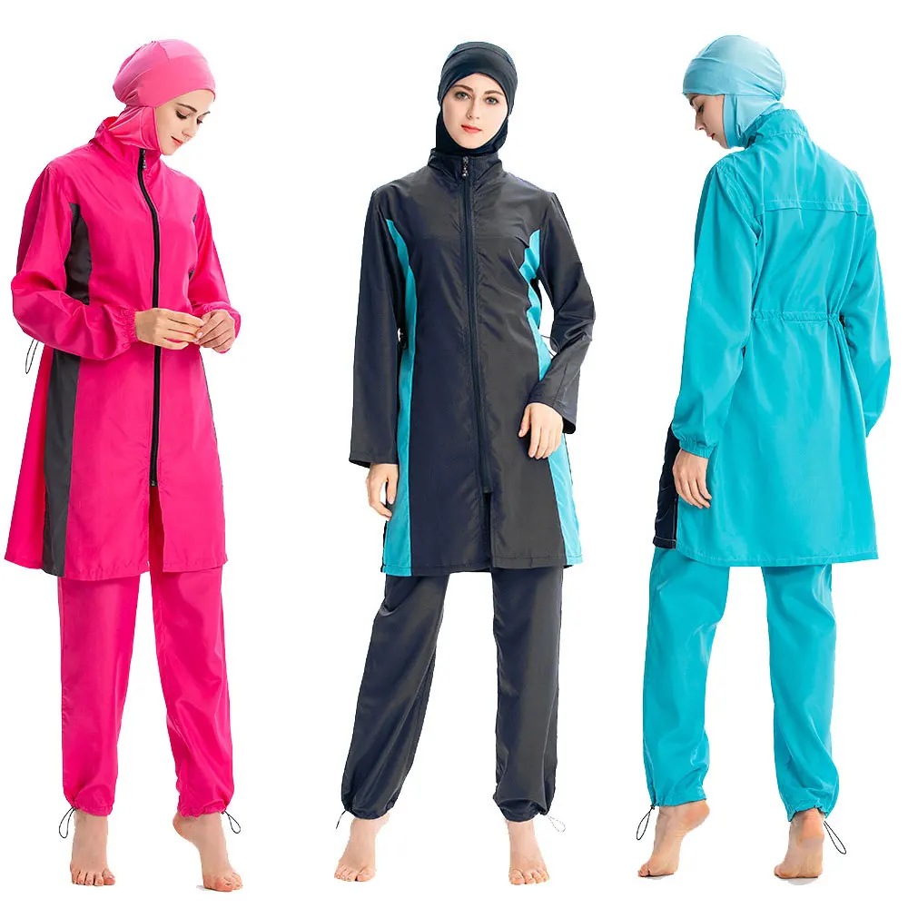 

Women Borkini Islamic Traditional Full Covered Three Pieces Long Swimwear Watersports Bathing Swimming Suits Islamic Bathers