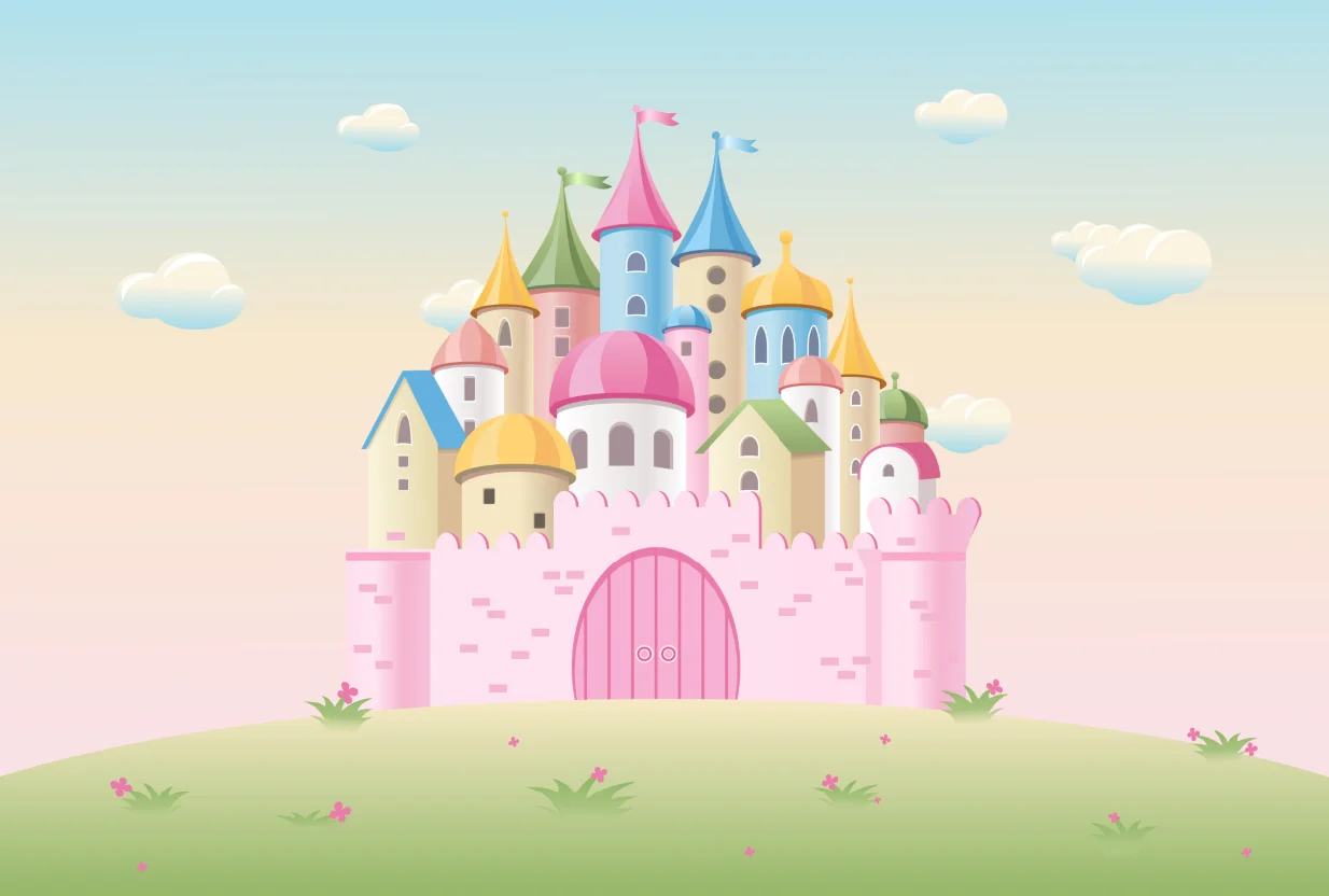 

Виниловый фон для студийной фотосъемки с изображением сказочной Девочки принцессы розового замка дворца на день рождения размером 7 Х5 футов, 220 см X 150 см