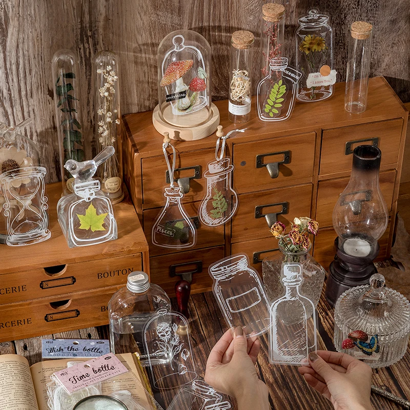 

20 Pcs Cute Glassware Bottle Shape PET Transparent Stickers for Decoration Planners Scrapbook Stickers