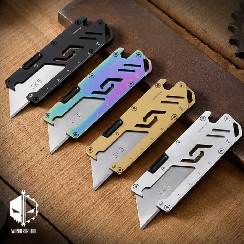 

Multi-Function Utility Knife EDC Tool Stainless Steel DIY Planting Paper Knife Creative Bottle Opener/Ruler/ Keychain/Wrench