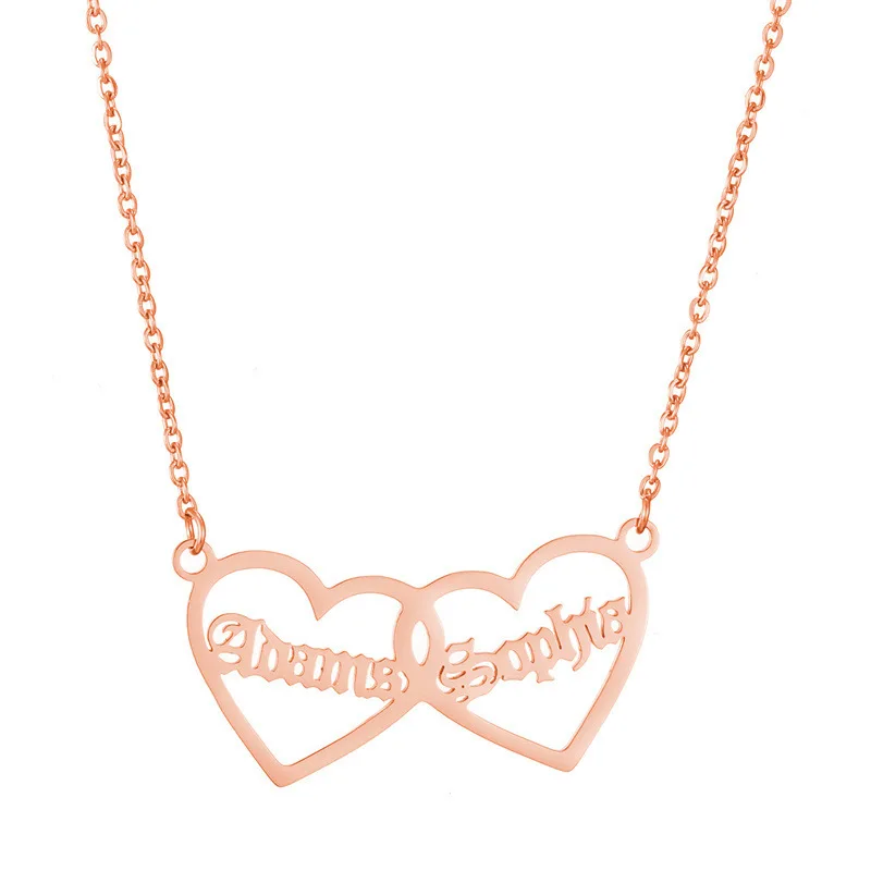 Индивидуальное ожерелье из нержавеющей стали с именем на заказ двумя