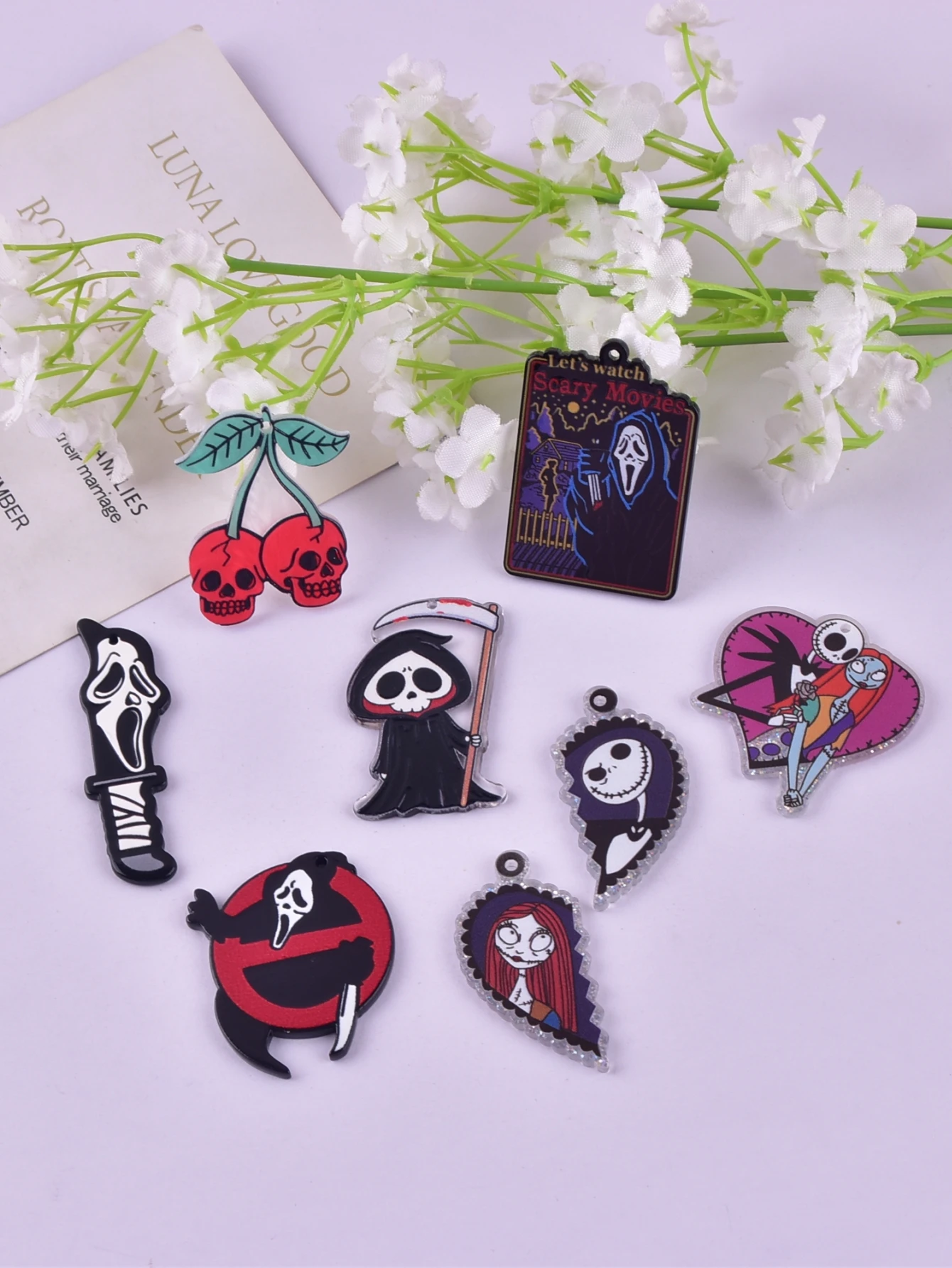 Микс 10 шт./упак. Хэллоуин Череп Призрак Подвески Подвеска для изготовления