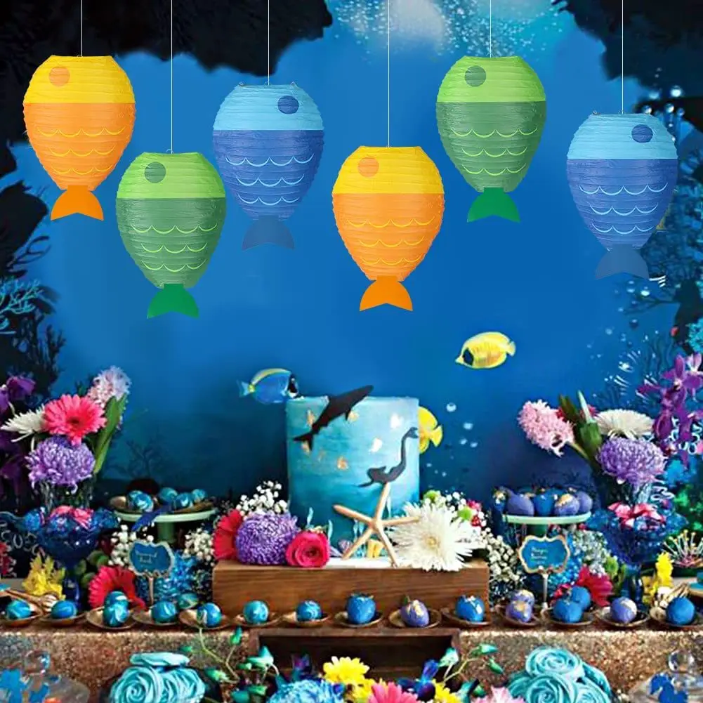 

Fish Shape Lantern Ocean Birthday Cartoon Fish Shaped Lanterns Kids Happy Under The Sea Birthday Party Decor Lantern Pendants